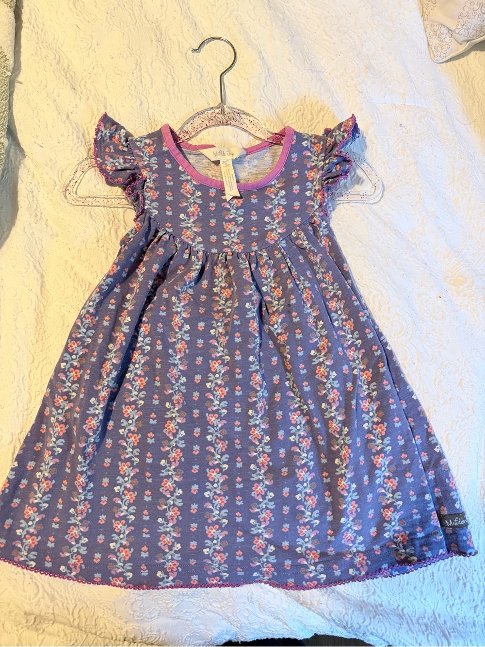 Matilda Jane Purple Floral Dress with Pink Trim